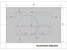 Šablóna samolepiaca pre výrez tlačidla pod obklad